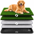 Extra large dog grass potty pad with tray on an apartment balcony