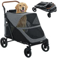 Teal four wheel pet stroller wagon with mesh window – view 2