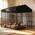 Extra large black steel dog kennel playpen with two locking doors