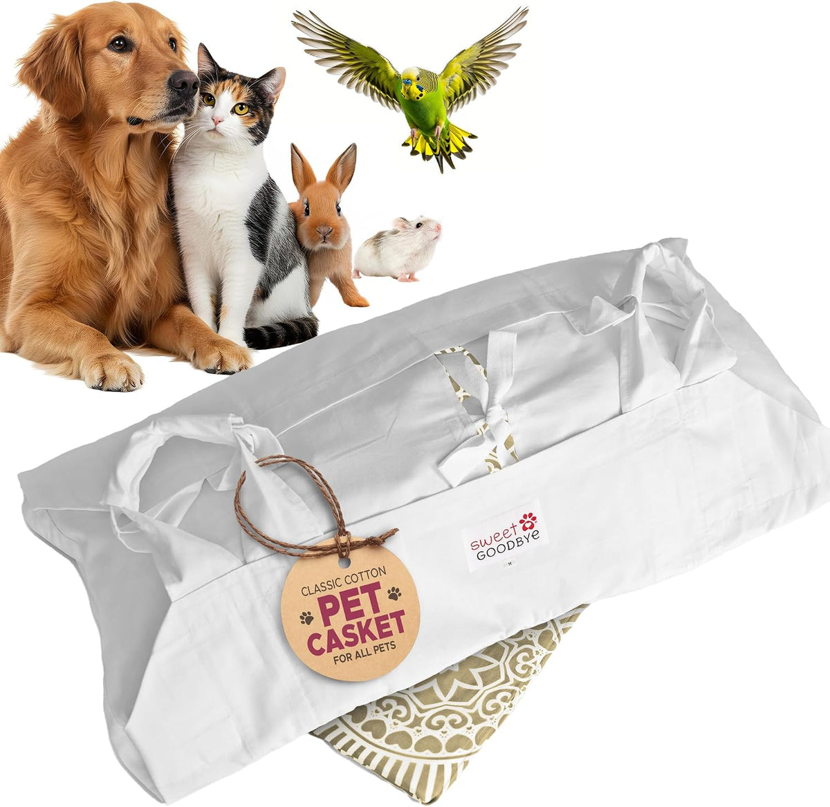 White and natural cotton pet farewell wrap kit