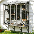Multi-level window catio box with jump platforms for indoor cats
