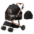 Black 3-in-1 pet stroller with detachable car seat carrier