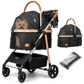 Grey 3-in-1 pet stroller with detachable carrier and rain cover – view 2