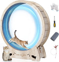 Wooden 50 inch cat exercise wheel with carpet runway
