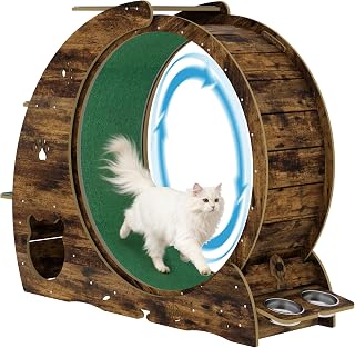 55" Multi-Cat Exercise Wheel with 3-Level Jumper, Scratching Pad and Silent TPE Spinner, Rest Area