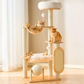 Solid wood cat tree tower with clear space capsule and top bed