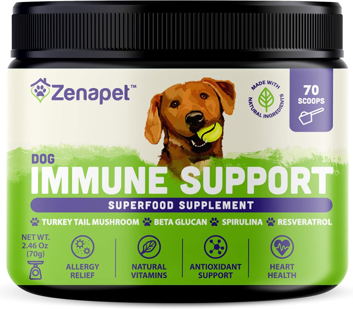 Jar of turkey tail and spirulina powder topper for dogs – view 6
