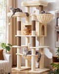 Dark grey 83 inch giant cat tower with sisal posts and caves – view 11