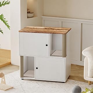 IDEALHOUSE Large Cat Litter Cabinet with Scratching Posts and Ventilation