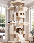 84 inch beige cat tree tower for large indoor cats