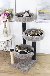 Prestige Cat Trees XXL Heavy-Duty Solid-Wood Cat Tree for Big and Multiple Cats, Black and Gray