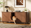 59 inch fluted double litter box enclosure cabinet