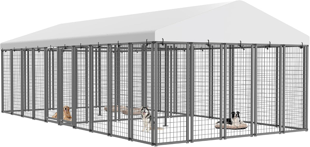 Collapsible galvanized 4 x 4 ft outdoor dog kennel with roof – view 3