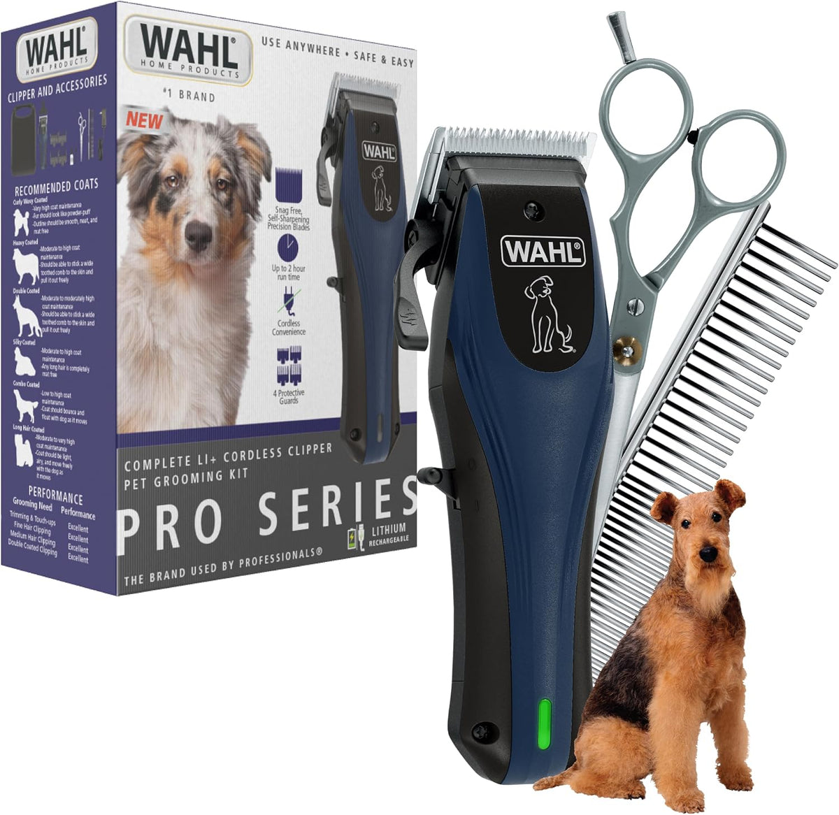 Cordless rechargeable dog grooming clipper with kit accessories