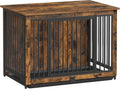 Rustic brown wooden dog crate end table with double doors