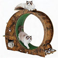 6-in-1 Multifunctional Cat Exercise Wheel with Removable Carpet, Scratching Post and Integrated Bowls