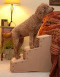 Camel colored extra wide pet stairs with inclined steps