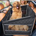 Hard bottom dog back seat extender with mesh window in a car rear seat