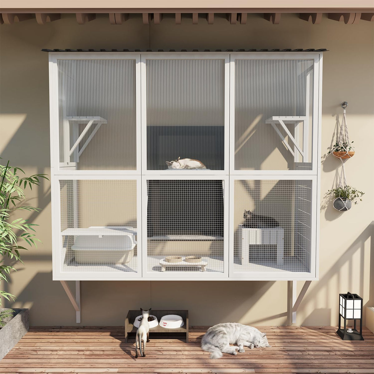 67 inch window catio cat enclosure with platforms and hiding room – view 2