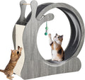 Natural 45-inch wooden cat exercise wheel with carpeted track – view 2