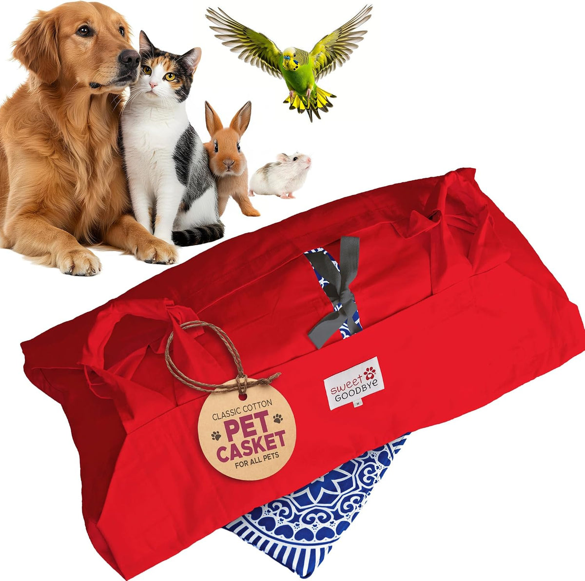 Red and blue cotton pet memorial wrap