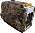 Camouflage insulated dog kennel cover with zippered door and pockets