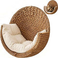 Wall-Hanging Cat Bed, Handwoven Elevated Hammock Lounger with Mat