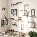 10 Pcs Cat Wall Shelves for Large Cats, Floating Climber with Scratcher