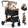 Rose gold and black cat and dog stroller with removable cabin