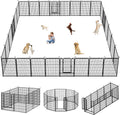 Black 40 in ten-panel metal dog playpen set up in a yard – view 5