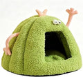 Semi-Enclosed Cat Bed House with Sleeping Mat, Cave Style, 60x45cm
