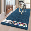 Atlantic green chenille runner rug absorbing water in a home entryway