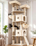 Dark grey 84 inch extra tall cat tree with condos, platforms and baskets – view 2