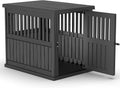 Black heavy-duty resin plastic dog crate with lockable door – view 2