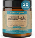Container of soil-based probiotic powder for dogs with scoop – view 2