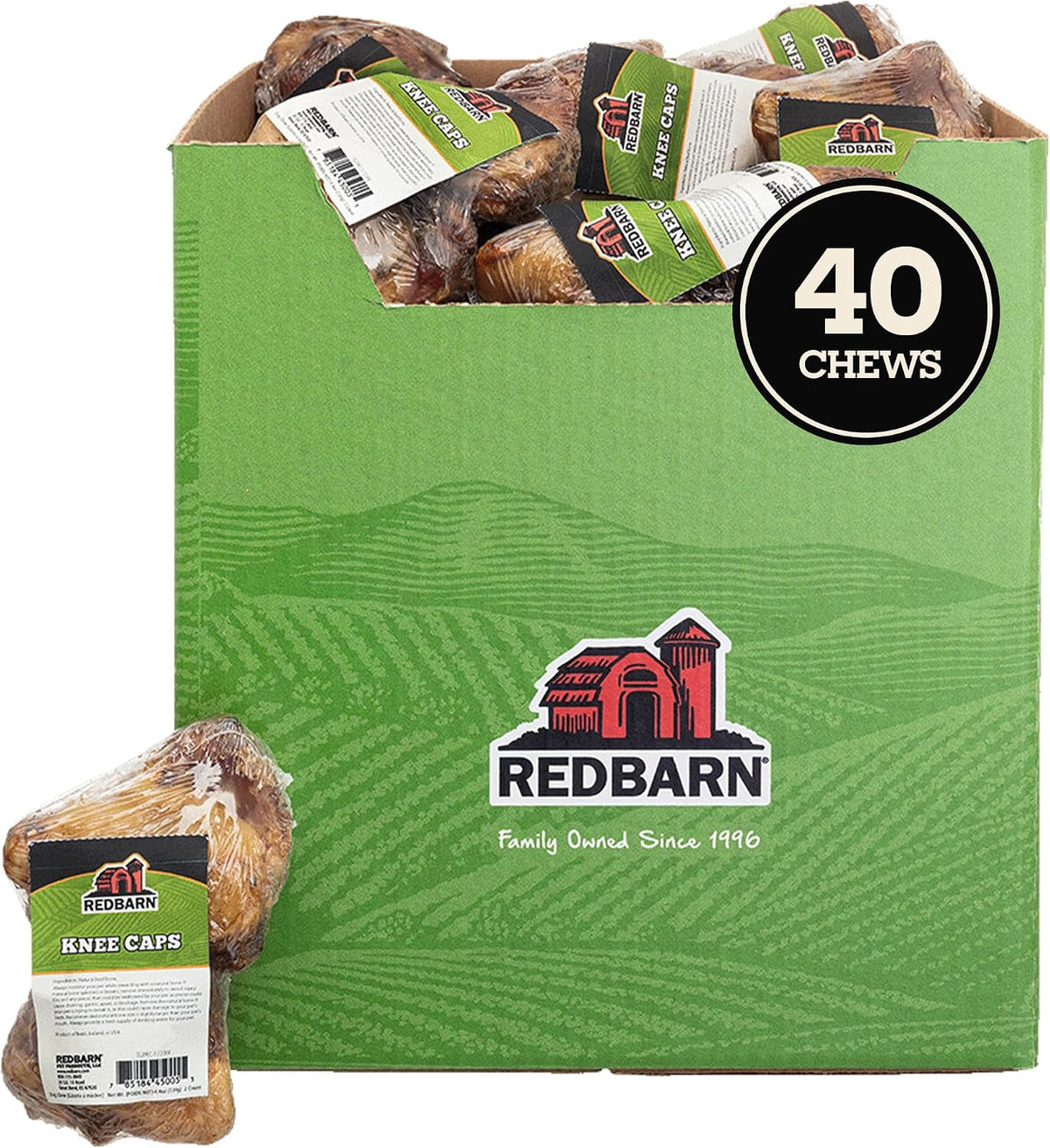 Beef knee cap bone dog treats in a 4-count bag – view 2