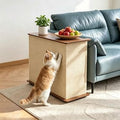 2-in-1 Cat Scratcher End Table, Sofa Protector Side Table
