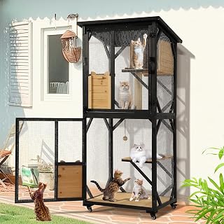 71 Inch Catio Cat Enclosure Window, Large Cat House for Multiple Cats