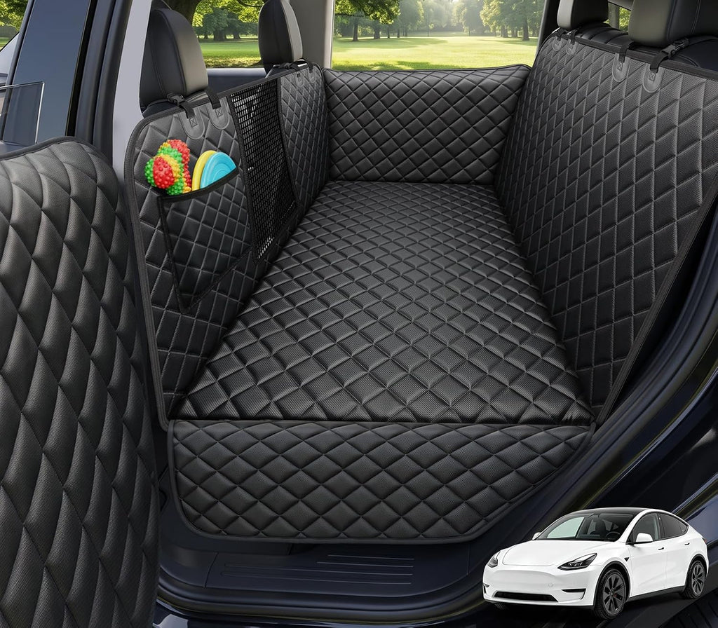Black hard bottom dog back seat extender in a crew cab truck – view 3