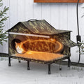 Camo insulated outdoor heated cat house with heated pad
