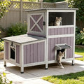 Insulated Outdoor Cat House, Waterproof Elevated Fir Wood Shelter