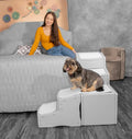 Fog gray pet bed stairs with wide inclined steps for cats and dogs