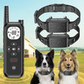 Wireless dog fence system with two waterproof training collars and remote unit
