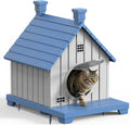 Stacked multi-story resin cat house in blue – view 10