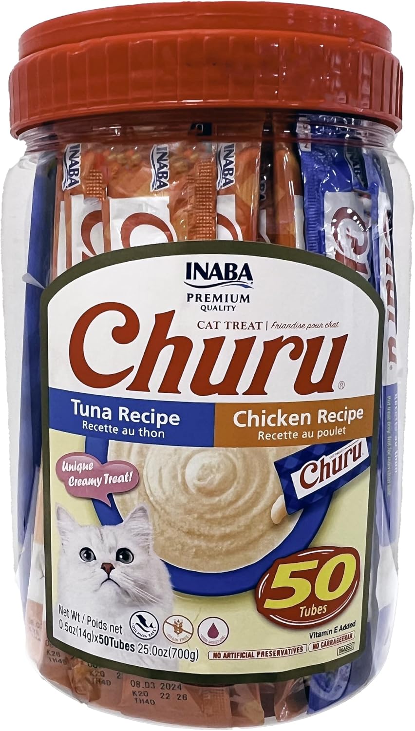 Squeezable tubes of lickable tuna and chicken purée cat treats – view 2