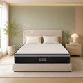 White 8 inch spring mattress with knit cover on a bed frame – view 3