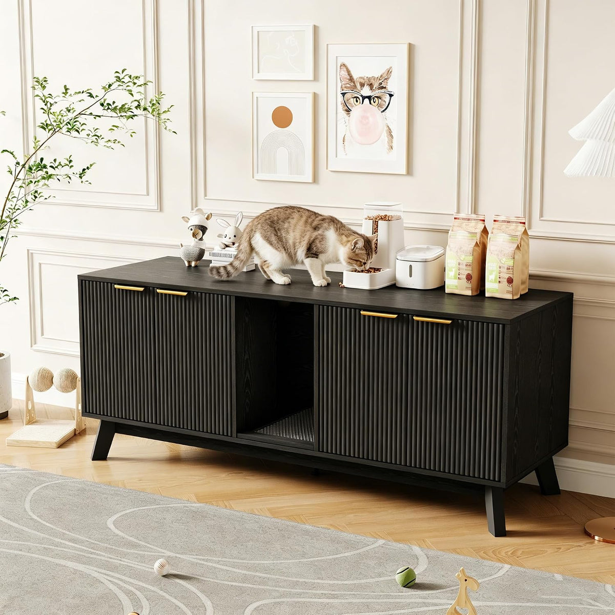39 inch wood litter box furniture cabinet with sliding door – view 7