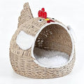Woven Rattan Cat House Bed with Plush Cushion for Kittens, 1 Pack