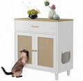 Hidden Cat Litter Box Cabinet, Wooden Dog-Proof Enclosure