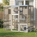 Four-tier outdoor catio with cover, platforms and lounge rooms
